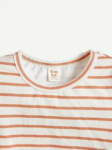 Cozy Pixies Baby Boy Cartoon Pattern Round Neck Short-Sleeved T-Shirt Three-Piece Set - Apricot - View 7