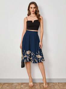 SHEIN Clasi Women's Simple Daily Floral Printed A-Line Skirt