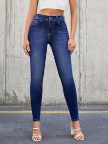 EURMUSE 97% Cotton Zipper Fly Slant Pocket Skinny Jeans