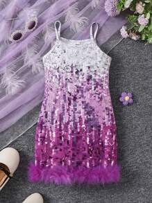 Váy cami chắp vá dây đeo spaghetti cho cô gái trẻ - Nhiều màu - Xem 1