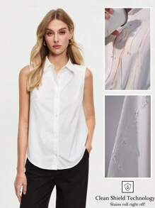 BizChic CAMISA DE DOBLE BOTONADURA TEJIDA 2 EN 1 PARA MUJER, ROPA CASUAL DE OFICINA PARA MUJERES