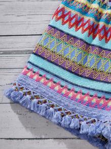 SHEIN 青少年女孩无袖圆领不对称下摆背心和短裤度假套装 - 藍色 - 查看 4