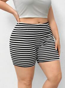 SHEIN Essnce Plus Size Women's Summer New Fashion Casual Comfortable Tight Cycling Shorts  3pcs - Grey - View 5