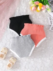 3pcs Baby Girls' Candy Colored Shorts Set For Summer - Multicolor - View 2