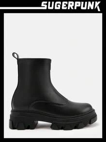 Sugerpunk Zipper Front Classic Boots - Black - View 4