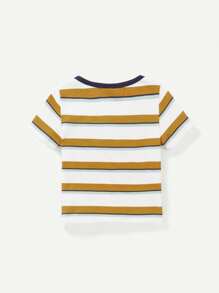 Cozy Pixies Baby Boy Cartoon Dinosaur Pattern Short Sleeve Color Block Round Neck Top 3pcs/Set
