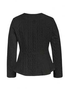 SHEIN Clasi Plus Size Women's Fashionable Simple Solid Color Textured Suit - Black - View 2