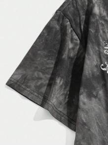 ROMWE MEN Street Life تي شيرت يانكي قطني بطبعة فراشة صبغ بالربط والصبغ للرجال، المدرسة - متعدد الألوان - مشاهدة 3