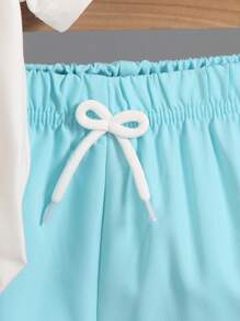 SHEIN 2pcs Young Boy Palm Tree Letter Print Short Sleeve T-Shirt And Shorts Set, For Getaway, Holiday, Travel, Relax, Sunbathing, Summer - White - View 6