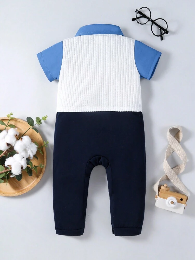 Baby Boy Portable Cute Button Crotch Jumpsuit