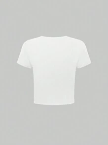 INAWLY Y2k Floral Print Cropped T-Shirt For Summer - White - View 2