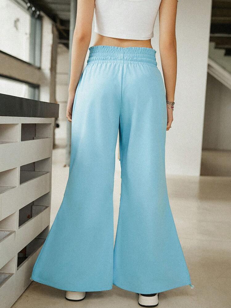Women's Solid Color Simple Drawstring Long Pants With Pockets For Daily Wear Fall Cloth For Women