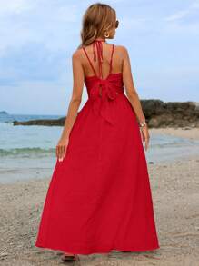 SHEIN VCAY Women's Fashionable Spring Summer Vacation Dress - Red - View 2