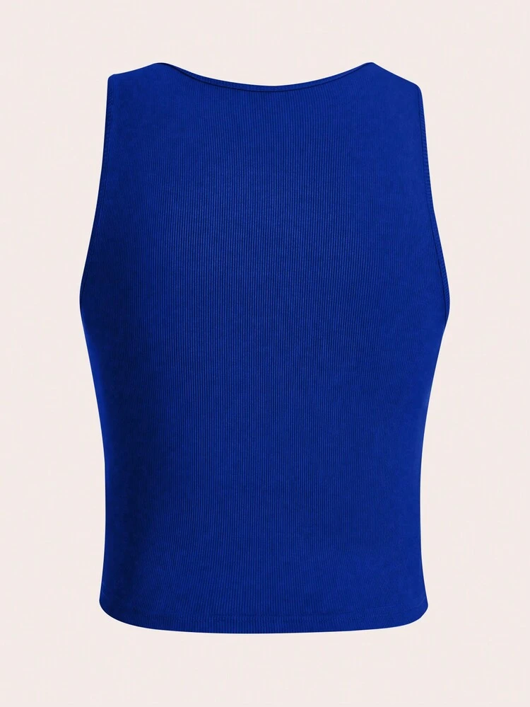 Plus Size Summer Casual Cow Skull & Letter Printed Slim Fit Tank Top