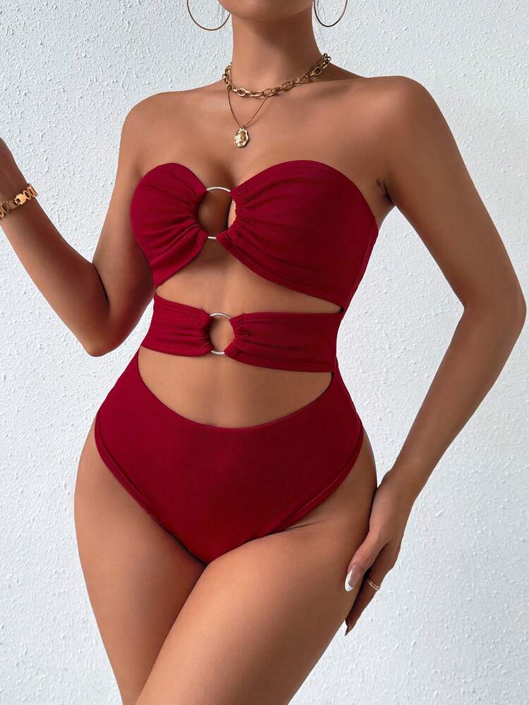 Tight Tube Hollow Knitted Plain Sexy Women's Bodysuit