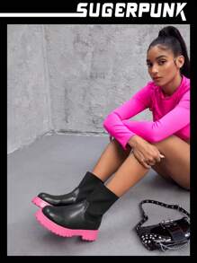 Sugerpunk Zapatos de mujer de diseño de punto negro tipo calcetín estilo botín para usar en verano, Navidad, Año Nuevo y el Día de San Valentín