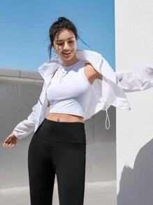 DAZY Women's Regular Drawstring Hem Outdoor Sun Protection Jacket - White - View 6