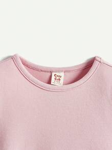 Cozy Pixies Conjunto De 2 Piezas De Vestido De Manga Corta Suave De Cuello Redondo Con Corbata Delantera Para Niña