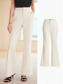 MOTF PREMIUM 編織女性縫紉前方喇叭褲裝 - 黃色 - 查看 11