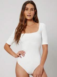 MOTF PREMIUM SCOOP NECK TEE BODYSUIT - White - View 11