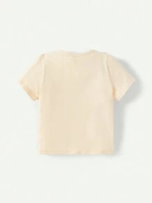 Cozy Pixies Đứa bé gái Dệt kim Mềm mại Cơ bản Giản dị Màu thuần Vòng cổ Ngắn tay Áo thun 3 cái/bộ - Màu be - Xem 9