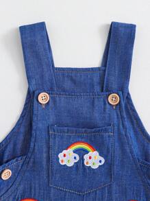 Đứa bé gái Mùa xuân/Mùa hè Đúng mốt Giải trí Sọc Cầu vồng Mẫu Áo thun Và Thêu cầu vồng Dây treo Bộ váy - Nhiều màu - Xem 6