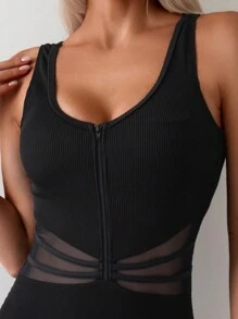 SHEIN Swim Women's Fashionable Mesh Splice One Piece Swimsuit For Spring/Summer