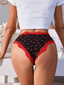 SHEIN 櫻桃水果印花女士三角內褲 - 彩色 - 查看 2