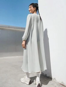 DAZY 女款純色防曬服，涼爽長開襟外套，40+ - 淺灰色 - 查看 2