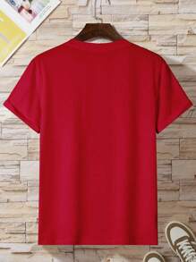 Teen Boy's Summer Casual Cartoon Printed Short Sleeve T-Shirt - Red - View 2