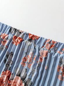 EMERY ROSE Falda plisada con estampado floral de talla grande con estilo de vacaciones para otoño - Multicolor - Ver 4