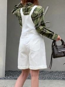 DAZY 女裝固色簡約日常牛仔工裝褲 - 米色 - 查看 5