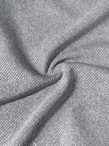 Slaydiva Casual Summer All Grey Round Neck Crop Tank Top And Ruched Hem Split Long Slim Pants Going Out Set - Grey - View 7