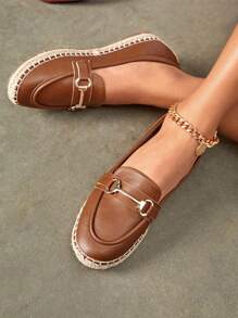 Styleloop Metal Decor Espadrille Flat Loafers For Summer Vacation Shoes Summer Boho Feels Vintage Cottagecore Frenchy Shoes Halloween