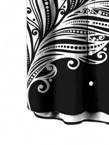 Nam Khối màu Áo sơ mi Với Mặt trước Nút Và Vòng cổ - màu đen - Xem 3