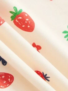 Cozy Pixies 女婴可爱草莓图案圆领无袖连体衣两件套服装 - 粉色 - 查看 7