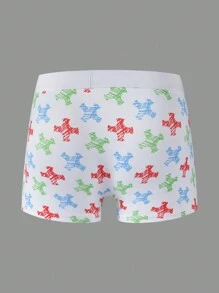 Funny Cute White Knitted Fabric All Over Print Boxer Briefs For Boys With Medium Stretch - White - View 2