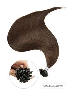 50pcs U Tip Hair Straight Dark Brown Color 150% 18-24 Inch Remy Human Hair U Tip Hair Extension Light Brown Color Hair Extensions - S4 - View 2