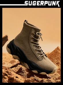 Sugerpunk Sock Design Knit Lace-up Sneakers - Brown - View 10