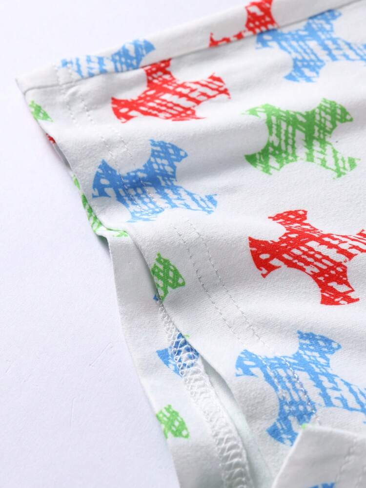 Funny Cute White Knitted Fabric All Over Print Boxer Briefs For Boys With Medium Stretch
