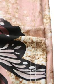 大码花卉印花修身时尚无袖连衣裙，春夏 - 棕色 - 查看 4