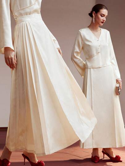 MOTF PREMIUM 女式梭织褶皱裙