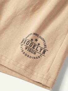 Cozy Pixies Baby Boy's Four Pieces Sports Style Set Including Leaf Pattern Round Neck Short Sleeve Top And Casual Shorts Matching Set