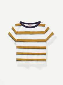 Cozy Pixies Baby Boy Cartoon Dinosaur Pattern Short Sleeve Color Block Round Neck Top 3pcs/Set