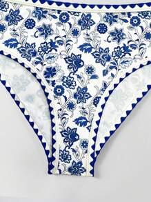Swim Mod 女士花卉印花兩件式比基尼套裝，適用於夏季海灘和度假 - 彩色 - 查看 5