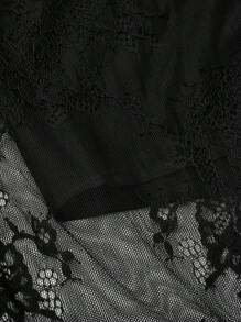 SHEIN Holidaya Plus Size Lace Spliced Elastic Waist Skirt Maxi Women Outfit - Black - View 4