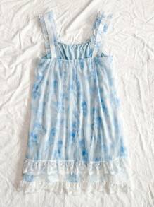 Dreamara Plus Size Women's Floral Printed Ruffle-Trimmed Dress