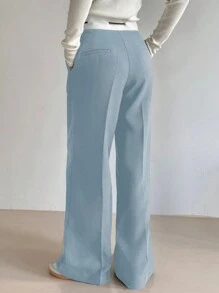 DAZY Women's Spring/Summer Color-Blocked High Waist Straight Leg Suit Pants - Blue - View 2
