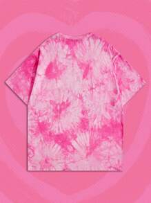 ROMWE MEN The Powerpuff Girls | ROMWE Men Tie Dye Cartoon & Letter Graphic Tee, School - Multicolor - View 2