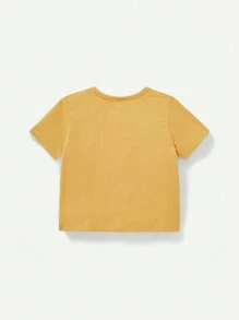 Cozy Pixies Baby Boy Knitted Soft Letter Car Pattern Round Neck Short-Sleeved Top Two-Piece Set - Apricot - View 3